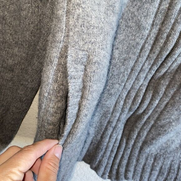 Vintage Express Lambs Wool Full Zip Cardigan Sweater Cable Knit Chunky L Gray - Picture 3 of 10